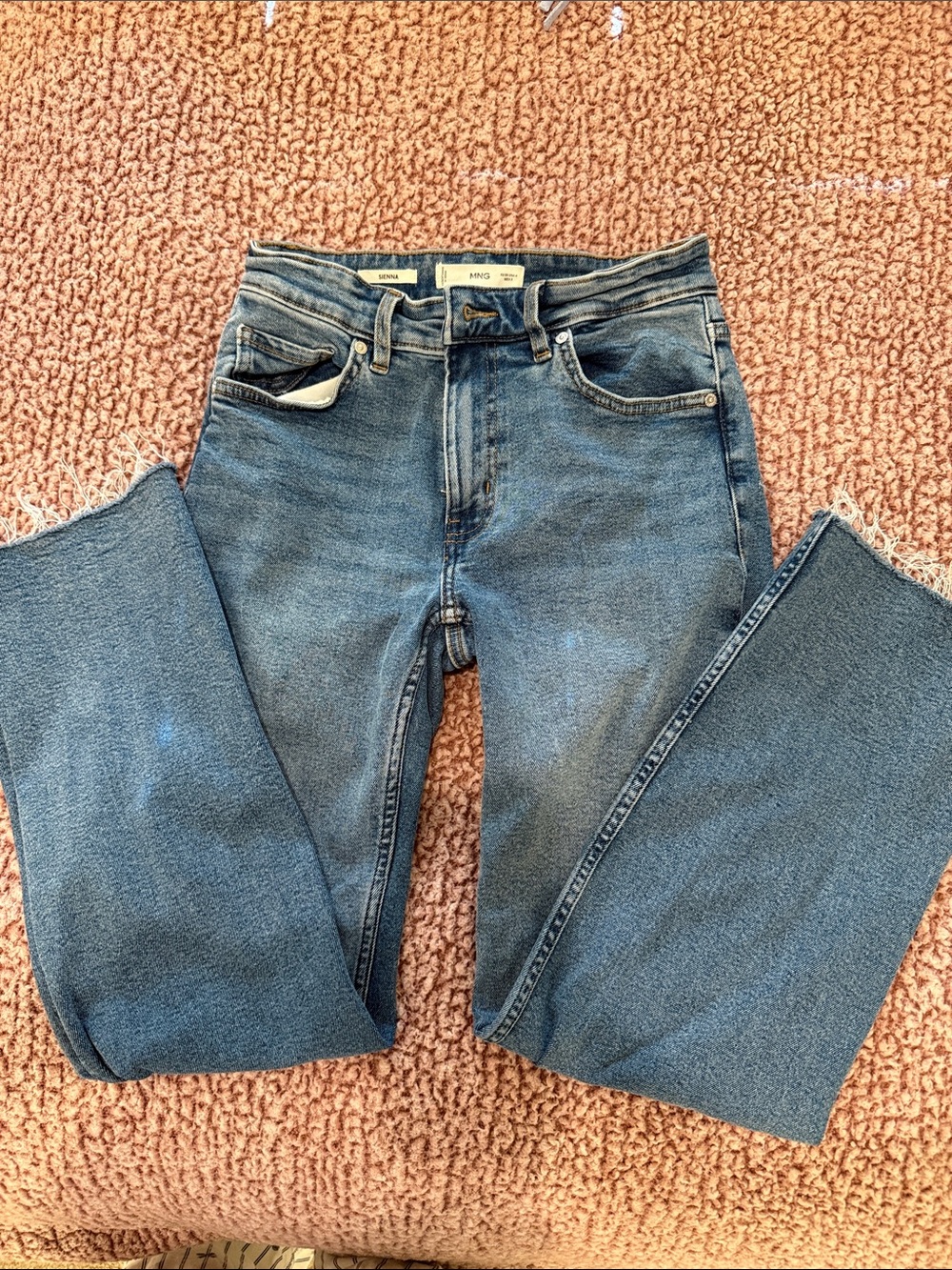 Mango Men's Straight Jeans in Medium Blue Wash